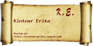 Kintner Erika névjegykártya